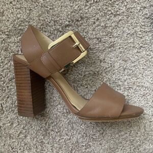 Michael Kors Tan Leather Block Heel Sandals